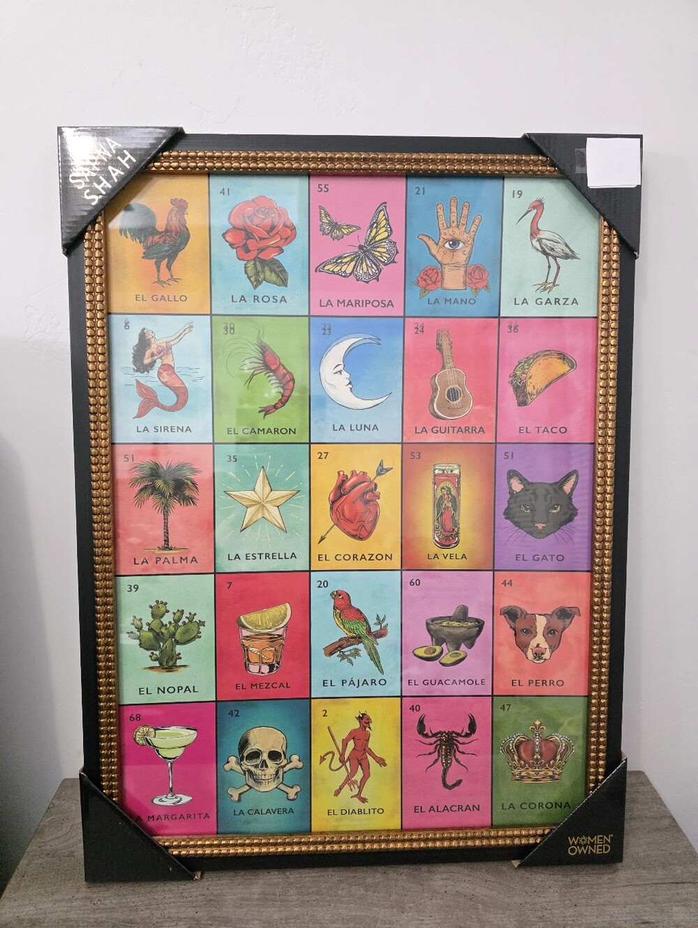 Sapna Shah Loteria Card Framed Wall Art New Viral 18x25